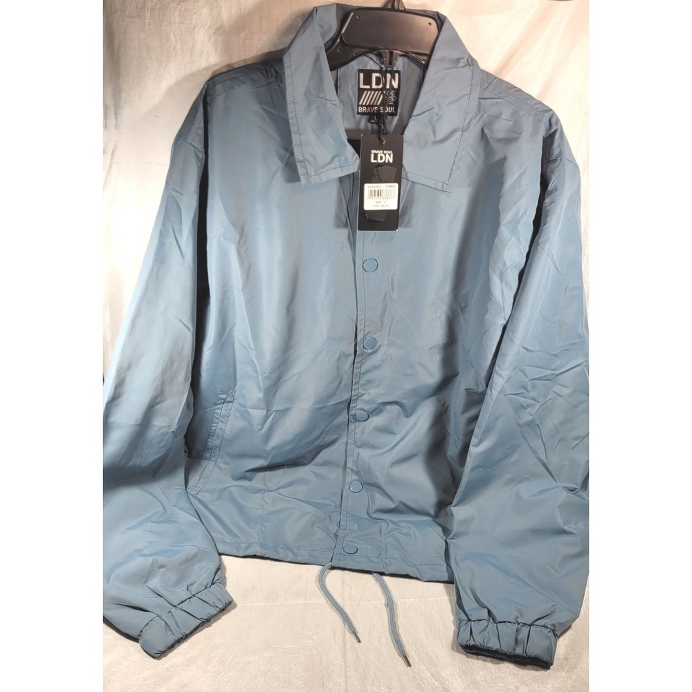 Brave Soul London Men's Lightweight Windbreaker Jacket - Blue - Large